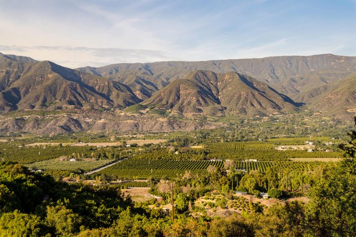 Panoramic view of Ojai Valley before 2017 wildfires.
