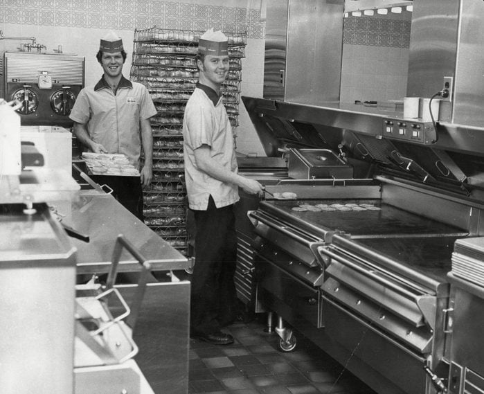 Staff Working In The Kitchen Of Mcdonalds Restaurant In Woolwich - 1974