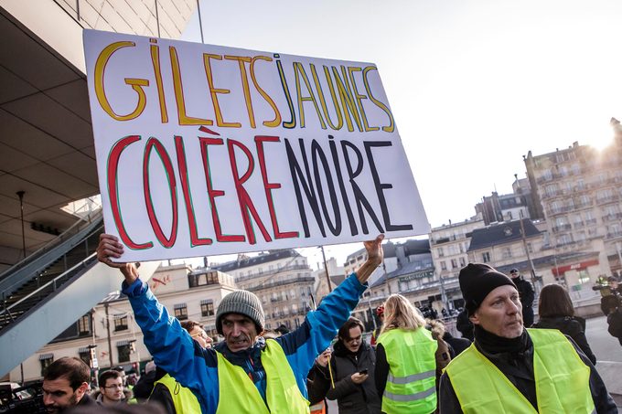 Yellow vests protest against fuel prices in Paris, France - 17 Nov 2018