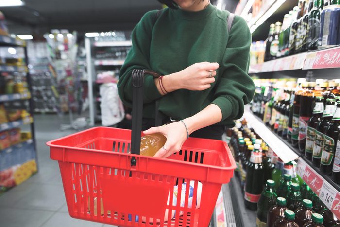 girl groceries basket