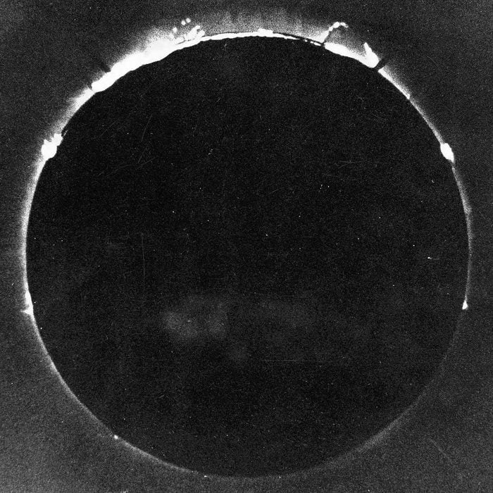 Warren de la Rue's photograph of total solar eclipse at Rivabellosa, Spain 18 July 1860. First solar eclipse to be photographed.
