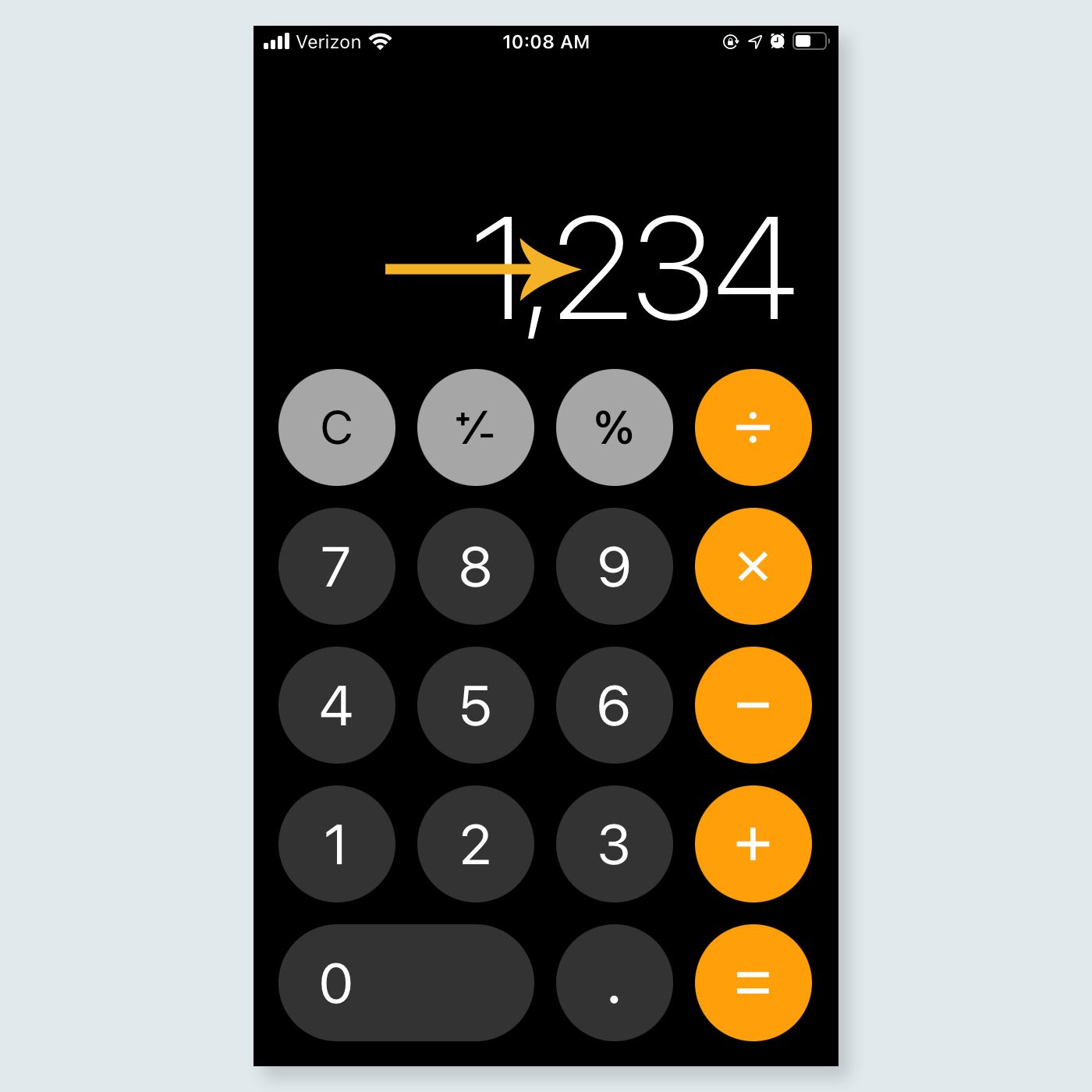 iphone tricks - Backspace on the calculator app