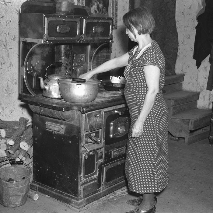 Wife of Tenant Farmer and Mother of Twelve Children in Kitchen, near Battleground, Indiana