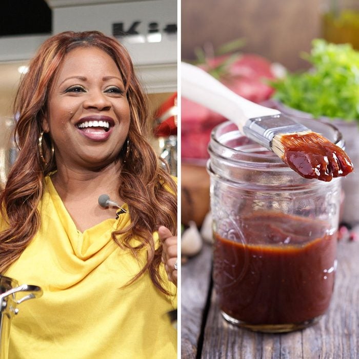 Barbeque sauce with a basting brush in a jar; Shutterstock ID 408155632; Job (TFH, TOH, RD, BNB, CWM, CM): TOH, Mandatory Credit: Photo by Angela Pham/BFA/REX/Shutterstock (5720667bn) Patrick Neely, Gina Neely NYCwff '12 Culinary Demos, New York, USA - 13 Oct 2012