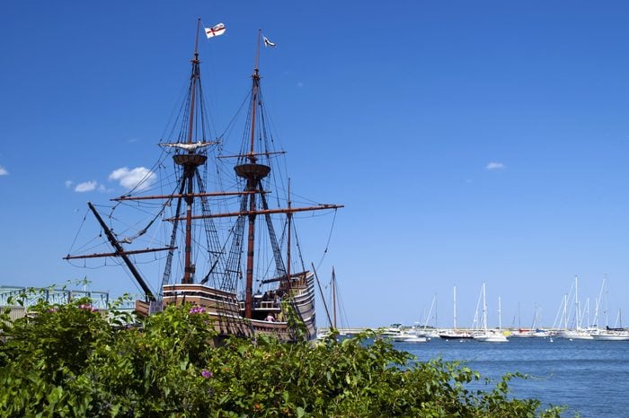 Replica of the ship the first settlers came over on is a popular attraction in Plymouth, Massachusetts. 