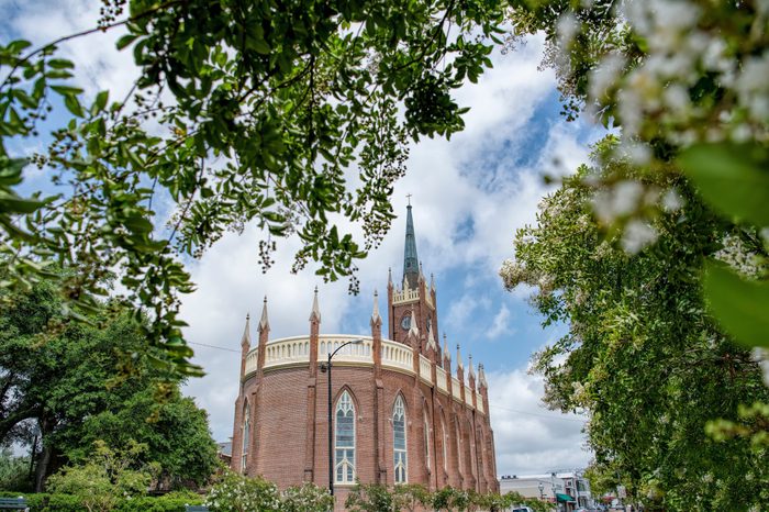 Saint Mary Basilica Framed by Trees in Natchez Mississippi