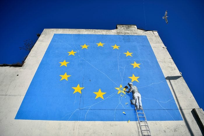 Brexit inspired mural by anonymous British street artist Banksy