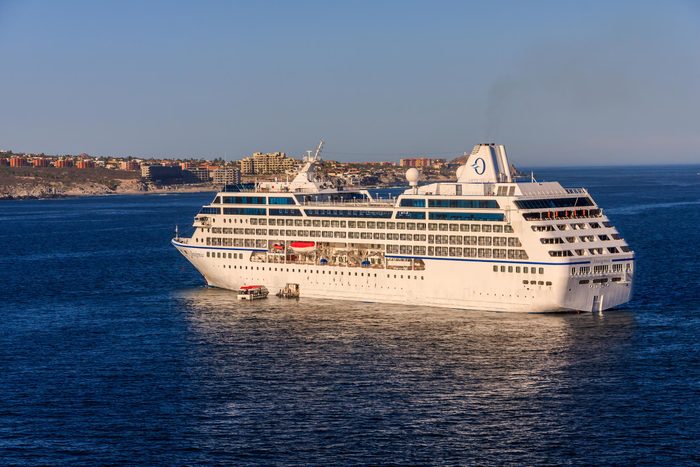 Cabo San Lucas, Mexico - June 19, 2018 - MS Insignia cruise ship was at anchor in Cabo San Lucas, tendering it's passengers to the island. MS Insignia belongs to Oceania Cruise Line