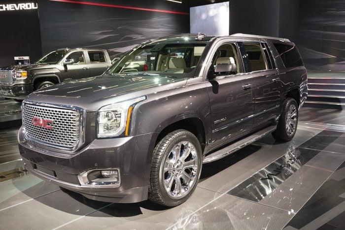 DETROIT, MI, USA - JANUARY 12, 2015: GMC Yukon on display during the 2015 Detroit International Auto Show at the COBO Center in downtown Detroit.