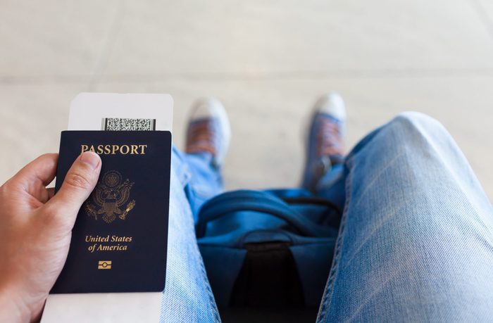 Man holding passport