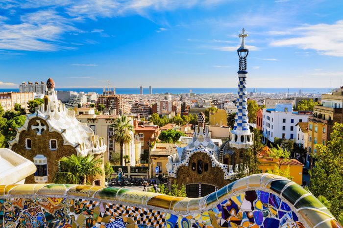 Park Guell in Barcelona, Spain on a sunny day