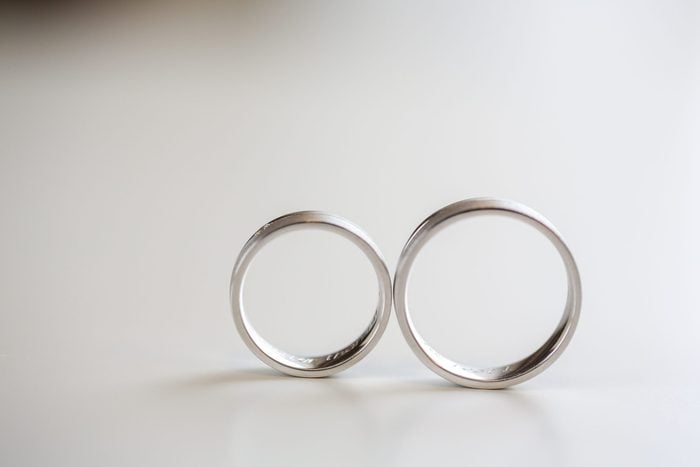 Wedding rings on isolated background