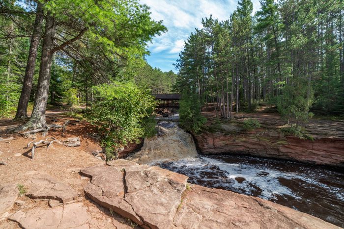 Amnicon Falls State Park is an 825 acre state park in Wisconsin, featuring several waterfalls
