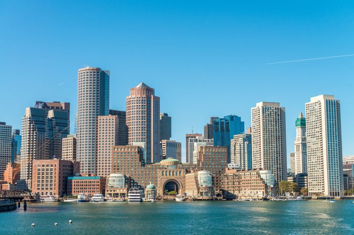 Boston skyline as seen from ferry.