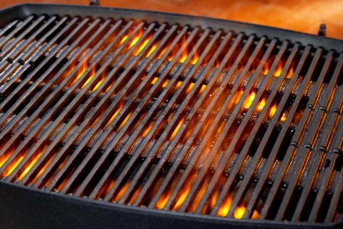 Empty Grill With Flames