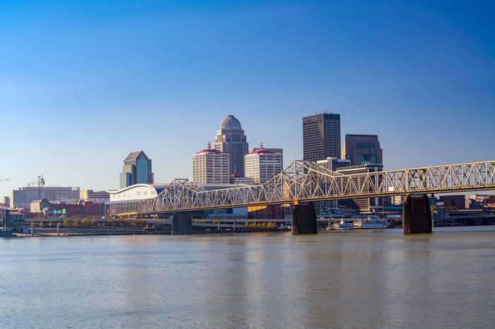 View of Skyline downtown Louisville in Kentucky USA