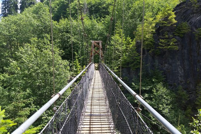 Suspension bridge at Drift creek falls 