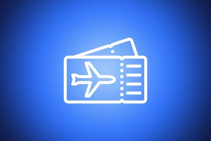 airplane tickets icon on blue background