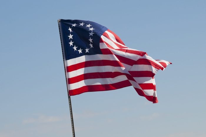 Original flag of the United States depicted by Betsy Ross.
