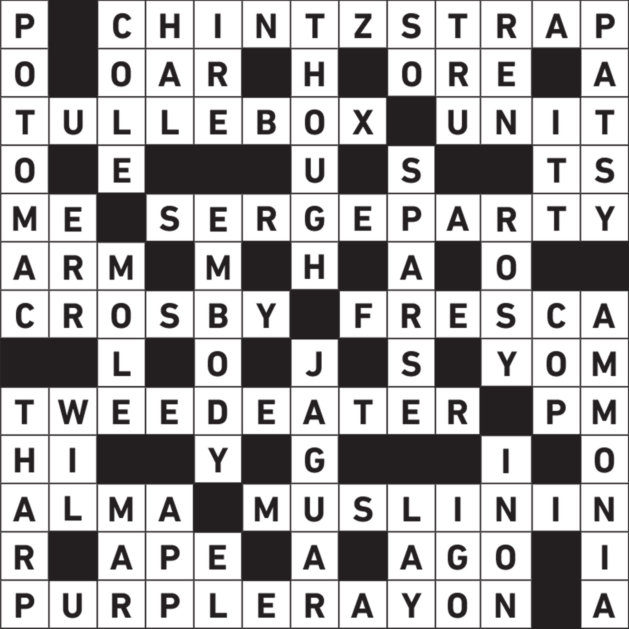 fabric themed crossword puzzle