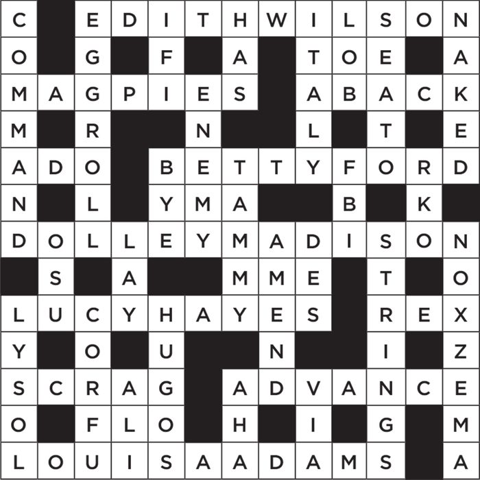 first ladies themed crossword puzzle