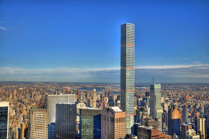 Colorful HDR image of midtown Manhattan, New York City including the 432 Park Avenue building on a clear day