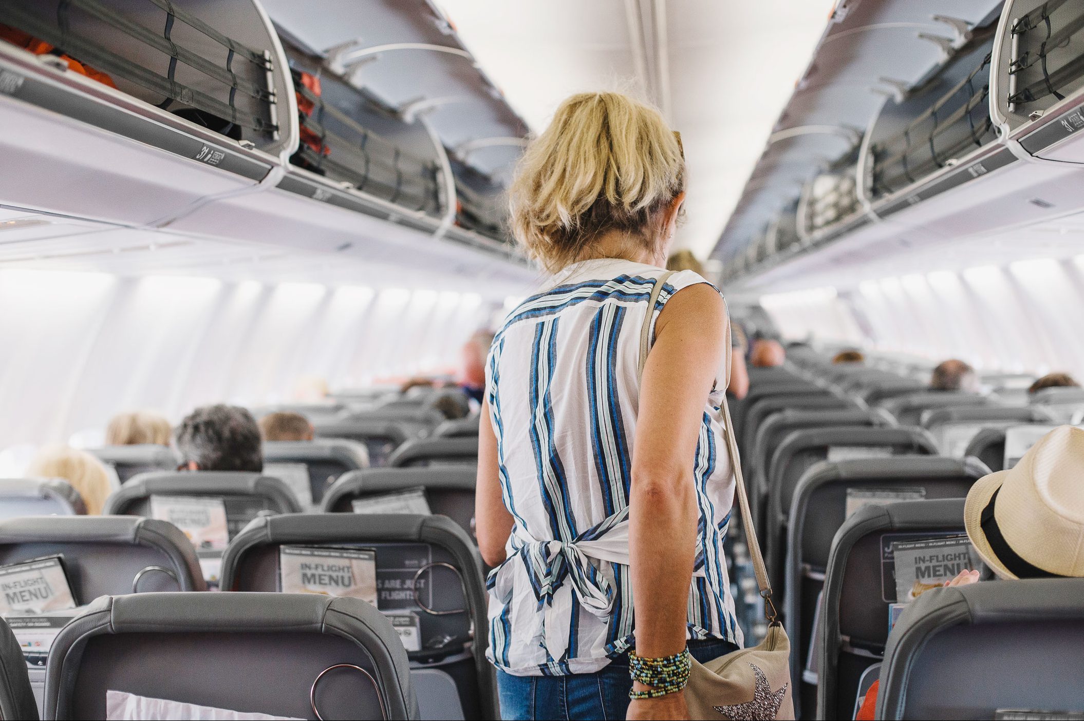 woman boarding plane