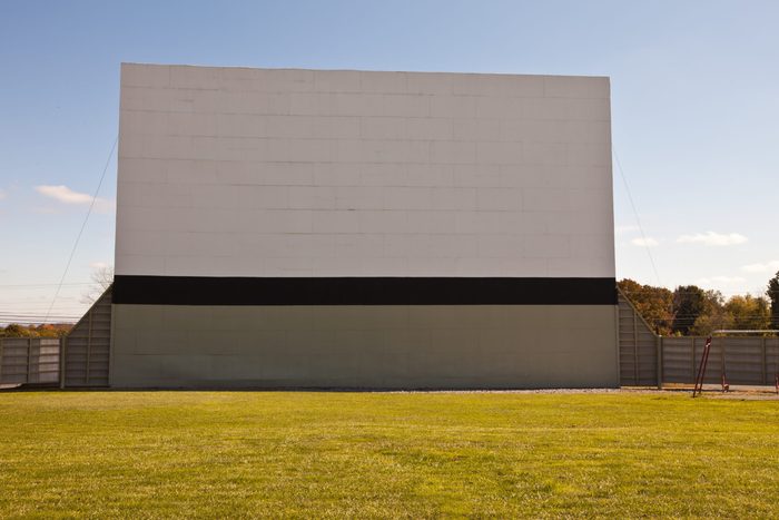 Large vintage outdoor drive-in movie theater - front view