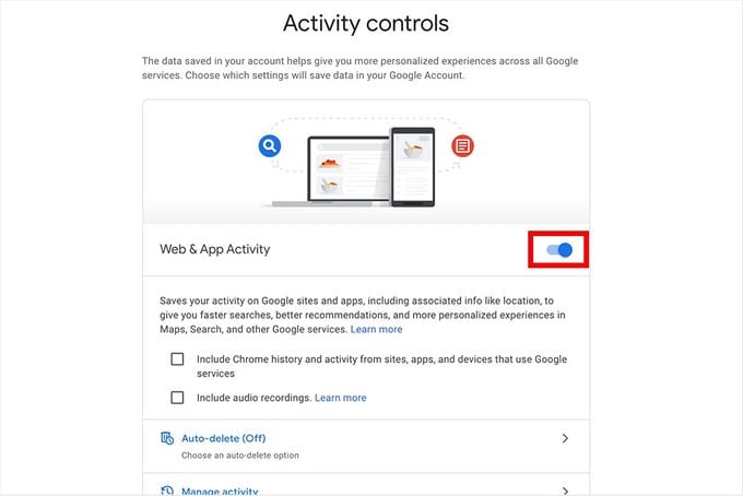 My Google Activity Activity Controls