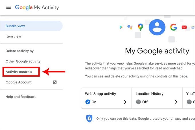 My Google Activity Click On Activity Controls