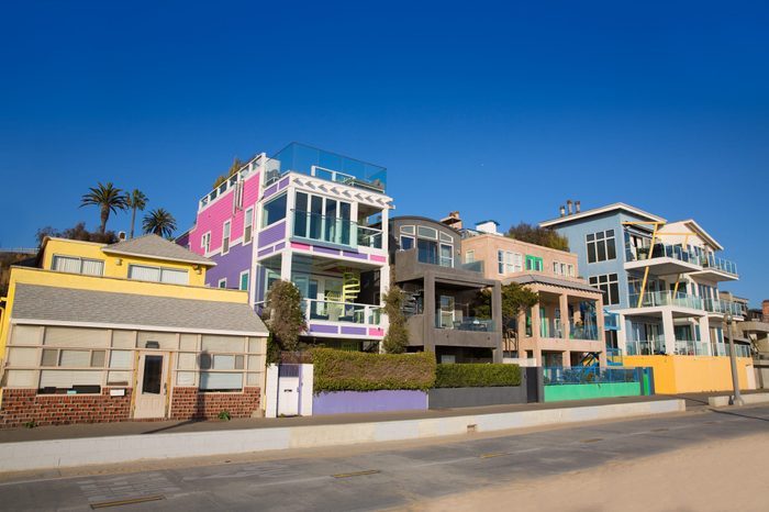 Santa Monica California beach colorful houses in USA