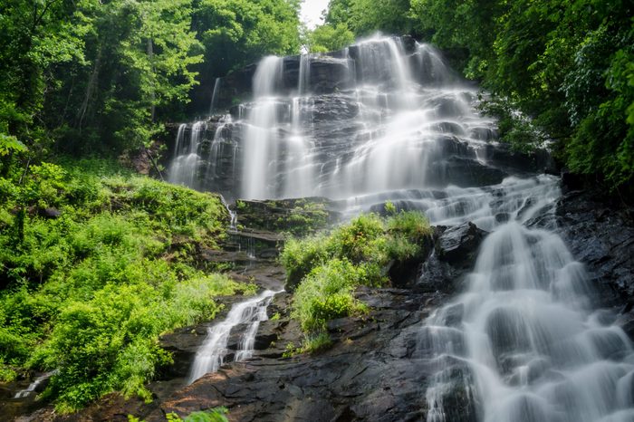 Slow shutter speed of Amicalola Falls in Georgia in Summer