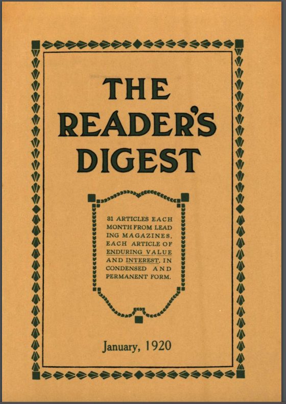 1920 cover reader's digest magazine