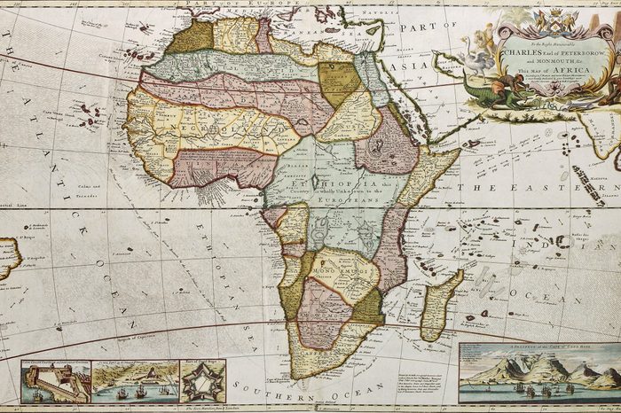 Africa old map. Created by Frederick Herman Moll, published in London, 1710