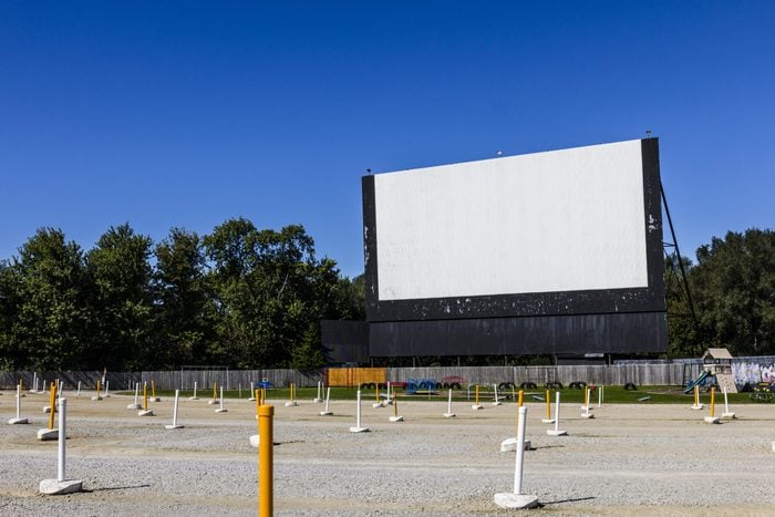 Indianapolis - Circa October 2016: Old Time Drive-In Movie Theater with Outdoor Screen and Playground II