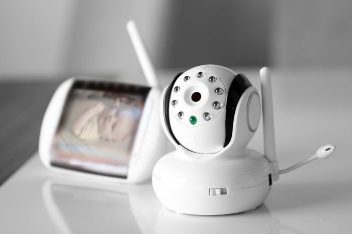 The closeup baby monitor for security of the baby