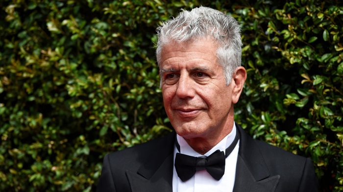 Anthony Bourdain arrives at the Creative Arts Emmy Awards at the Microsoft Theater, in Los Angeles
