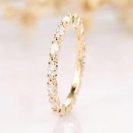 14k Solid Yellow Gold Infinity Wedding Band With Marquise Simulated Diamonds