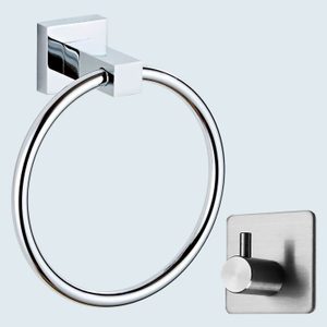 Lonffery Stainless Steel Hand Towel Ring With Towel Hook