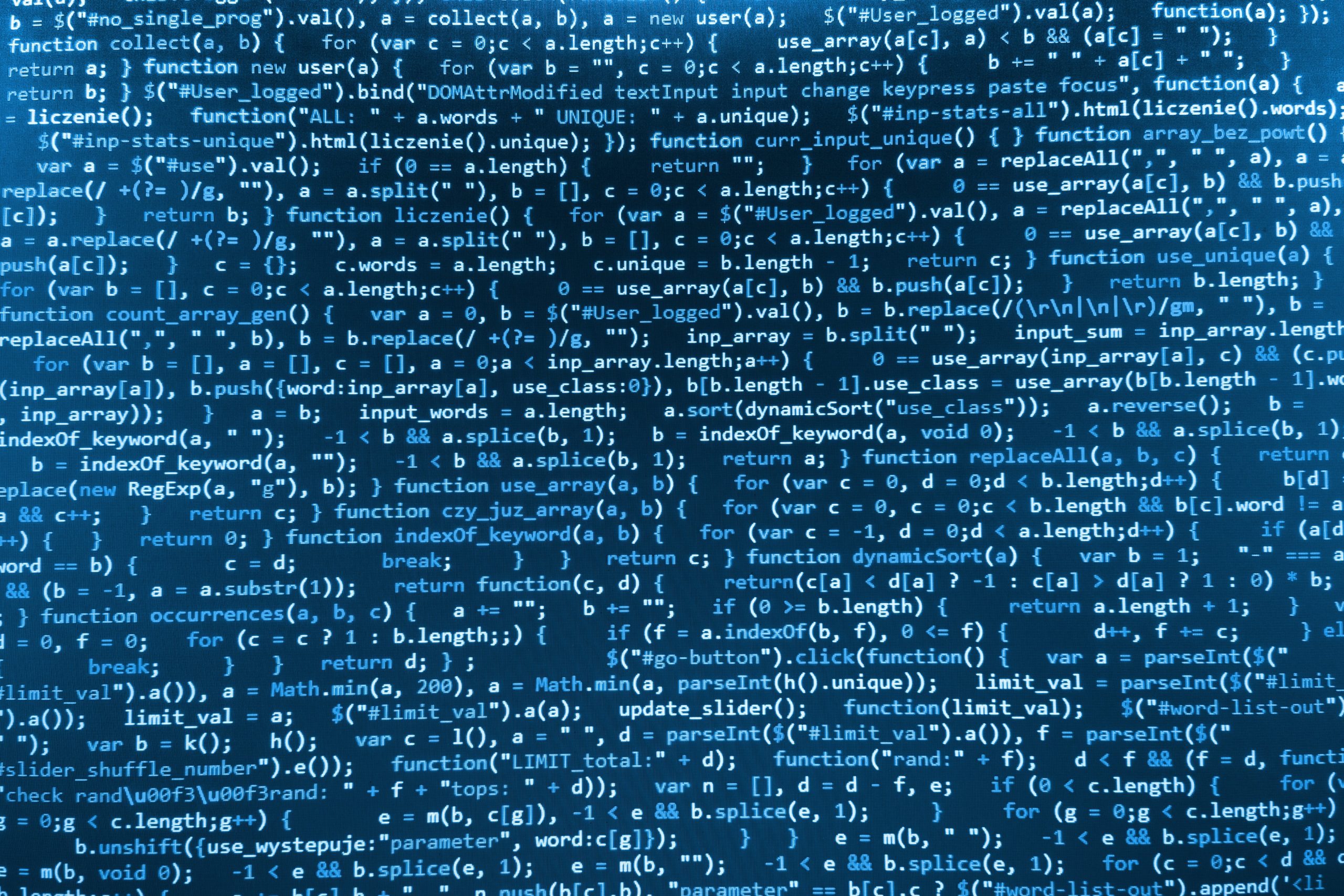 Software developer programming code. Abstract computer script code. Blue color. (MORE SIMILAR IN MY GALLERY)