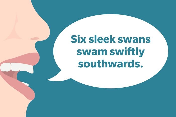 Tongue Twister: Six sleek swans swam swiftly southwards.