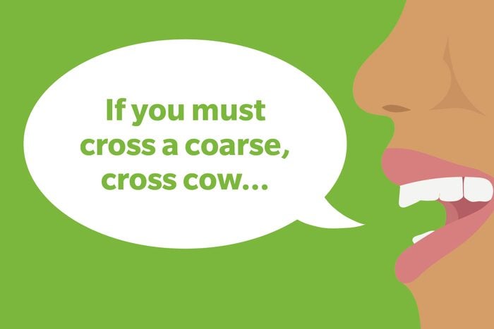Tongue Twister: If you must cross a coarse, cross cow...
