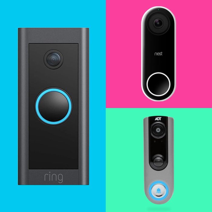 Grid of three different smart doorbells