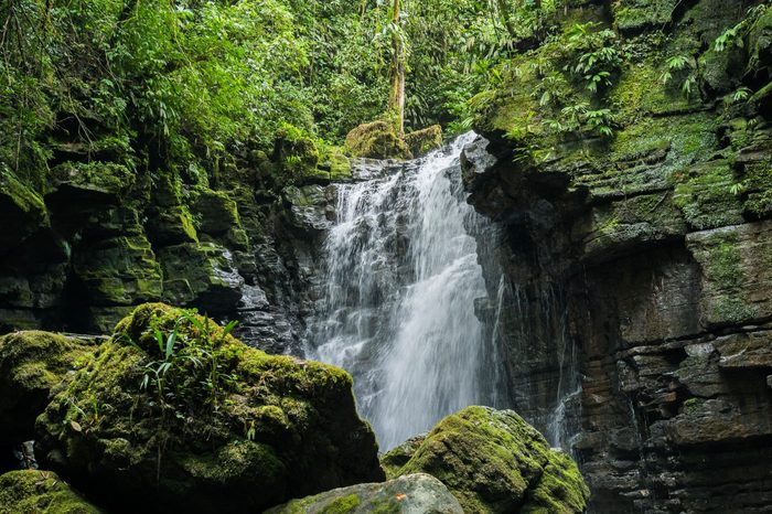 Waterfall and river in Misahualli, Amazon, Ecuador
