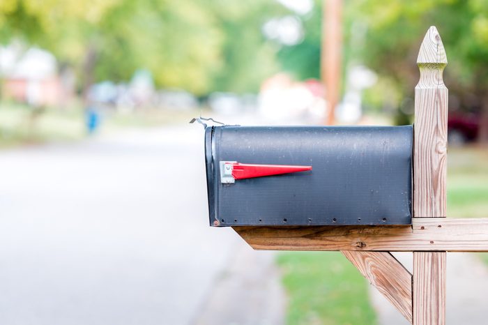 Mailbox with flag down