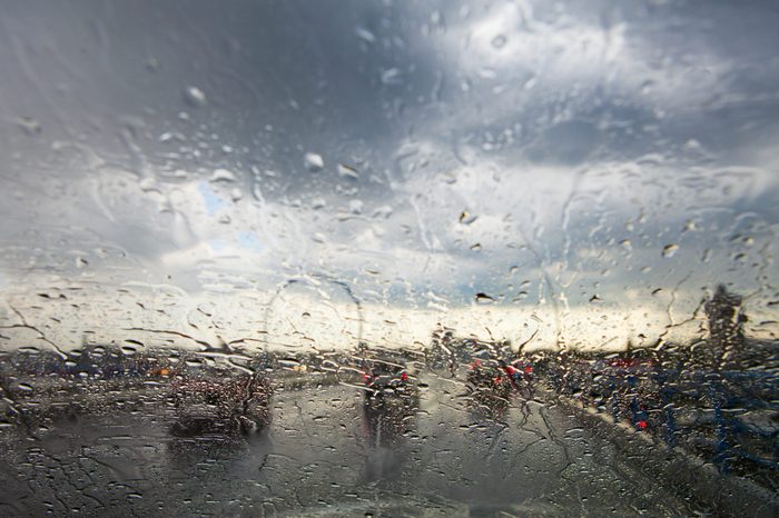 rainy window in traffic