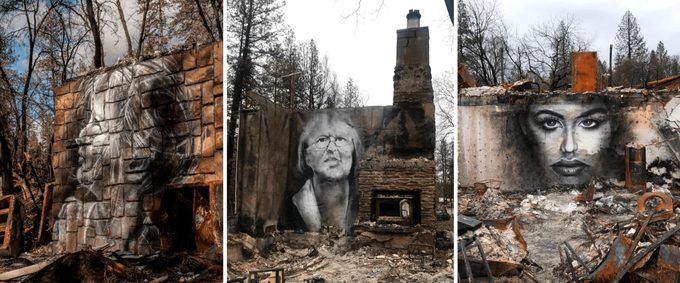 Shane Grammer spray paint paintings art Paradise California wildfire