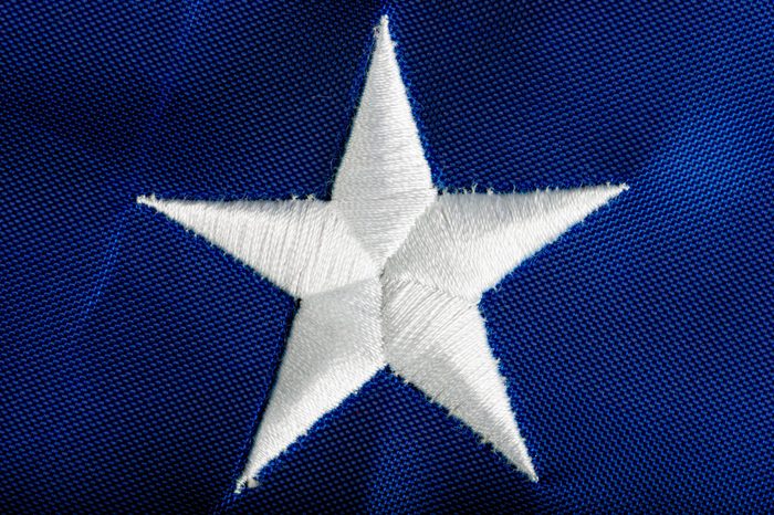Embroidered star American flag macro