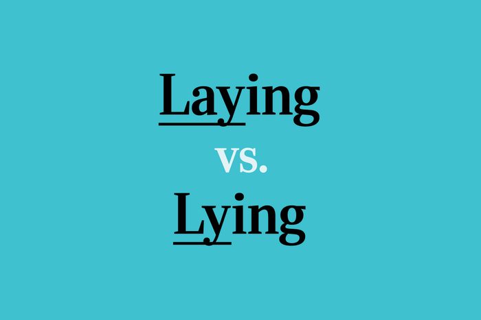 text: Laying Vs Lying, on blue background