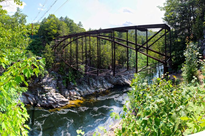 Livermore Falls in New Hampshire is a spot that only locals know about. It is nearby the favorite rock climbing spots of Rumney so climbers and hikers alike can be found bathing and jumping. 